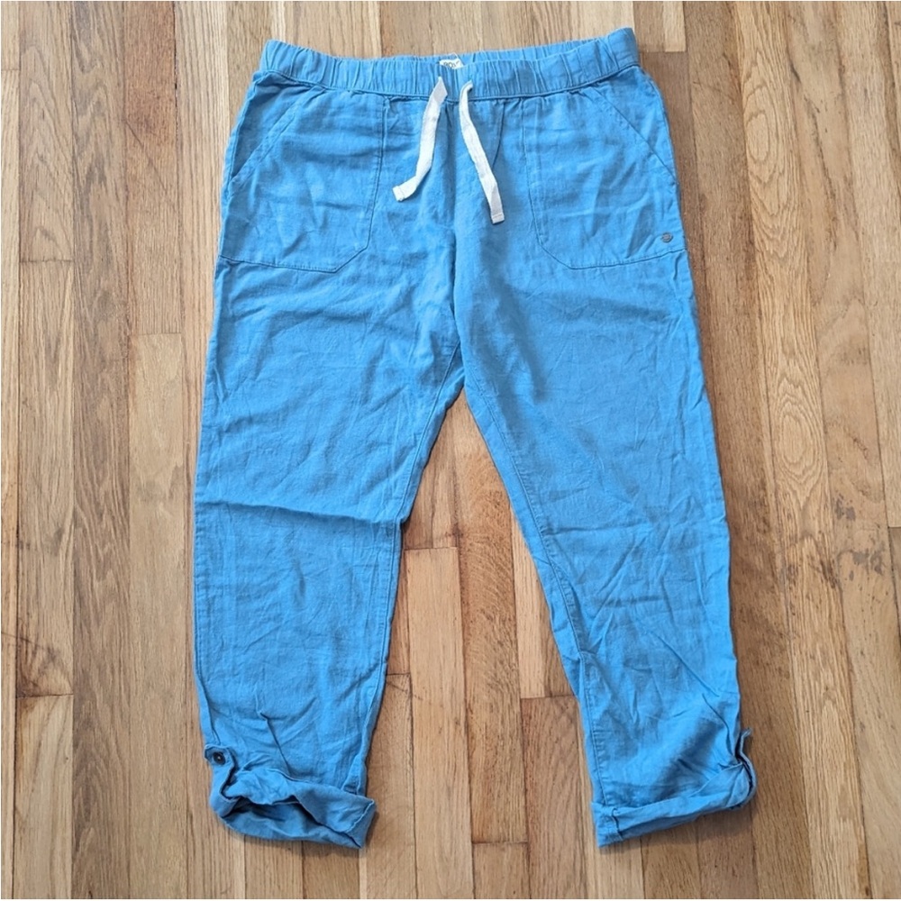Roxy On the Seashore Blue linen blend pants